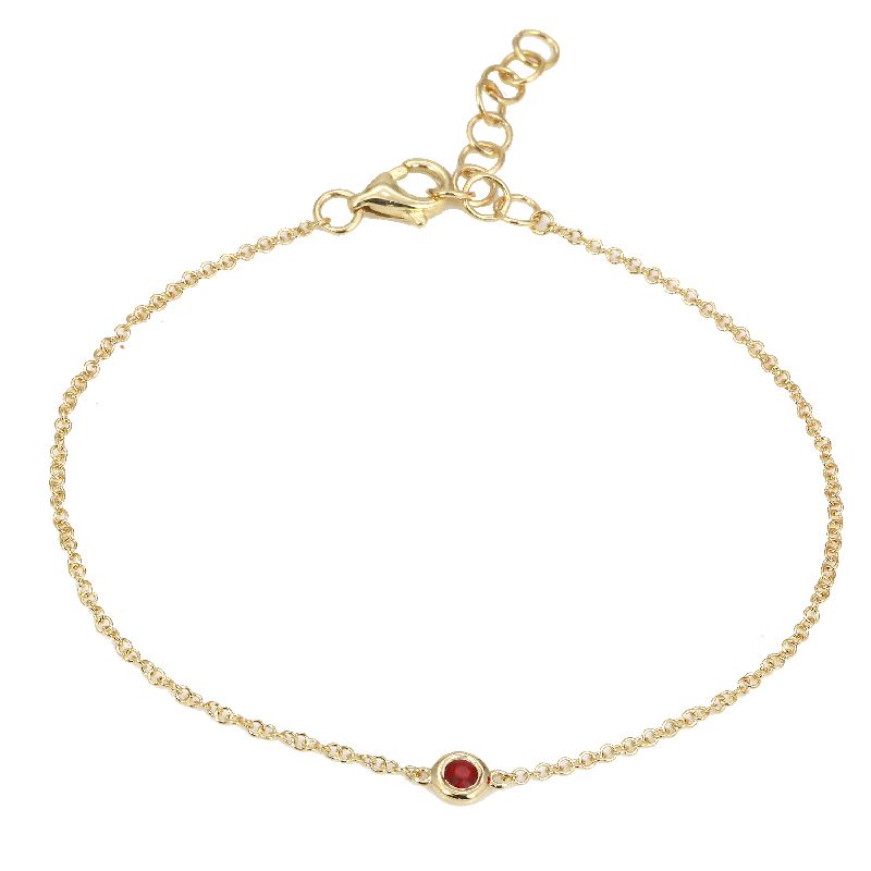 14k Yellow Gold Ruby Gemstone Chain Bracelet-Bracelets-Maurice's Jewelers-
