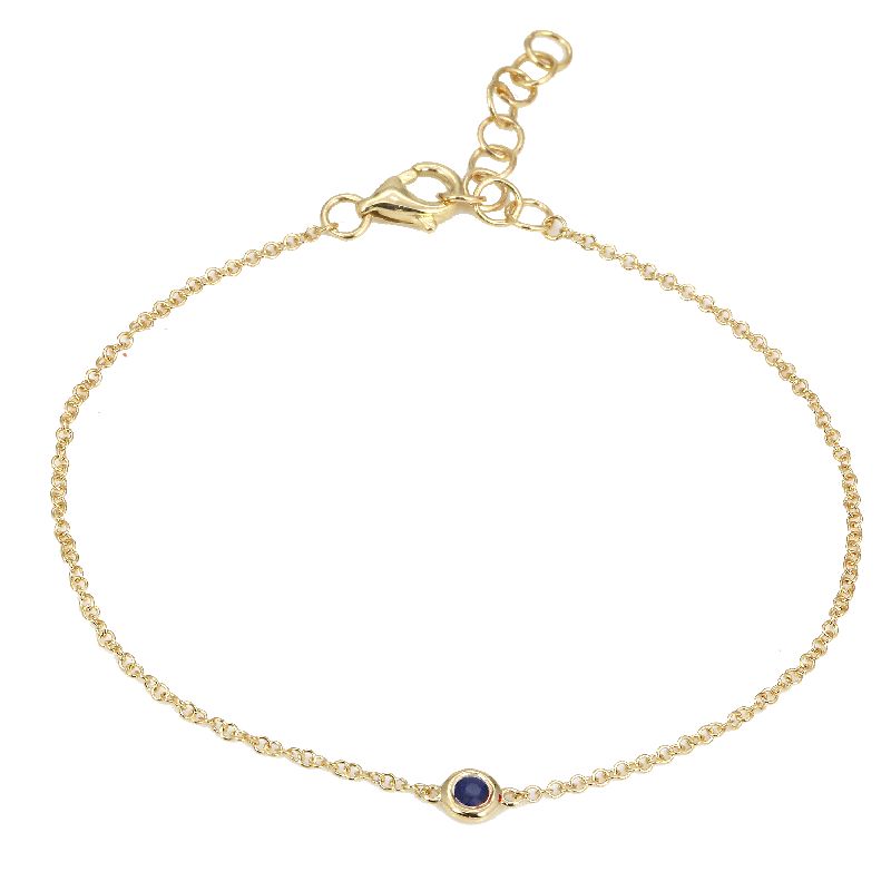 14k Yellow Gold Sapphire Gemstone Chain Bracelet