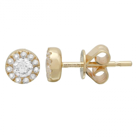 14K Yellow Gold Diamond Stud Earrings