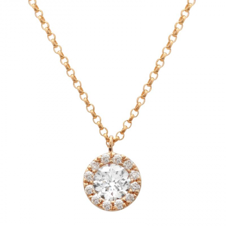 14k Rose Gold Diamond Circle Pendant With Chain-Necklaces-Maurice's Jewelers-