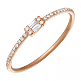 14K White Gold Diamond Round + Baguette Stackable Ring-Rings-Maurice's Jewelers-ROSE GOLD-