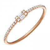 14K White Gold Diamond Round + Baguette Stackable Ring