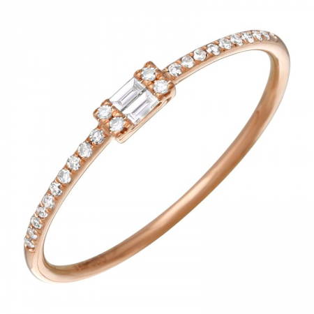 14K White Gold Diamond Round + Baguette Stackable Ring-Rings-Maurice's Jewelers-ROSE GOLD-