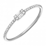 14K White Gold Diamond Round + Baguette Stackable Ring-Rings-Maurice's Jewelers-WHITE GOLD-