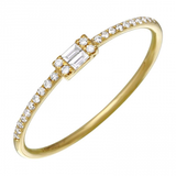 14K White Gold Diamond Round + Baguette Stackable Ring-Rings-Maurice's Jewelers-YELLOW GOLD-
