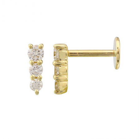 14K Yellow Gold Diamond Graduated Bar Flat Back Earrings-EARRINGS-superbell-