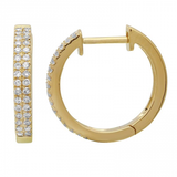 14K Rose Gold Double Row Diamond Huggie Earrings