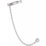 14K White Gold Diamond Single Ear Cuff With Chain-EARRINGS-Maurice's Jewelers-WHITE GOLD-