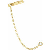 14K White Gold Diamond Single Ear Cuff With Chain-EARRINGS-Maurice's Jewelers-YELLOW GOLD-