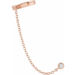 14K White Gold Diamond Single Ear Cuff With Chain-EARRINGS-Maurice's Jewelers-ROSE GOLD-