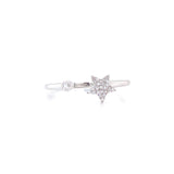 14K White Gold Diamond Star Open Cuff Ring-Rings-majolie-WHITE GOLD-