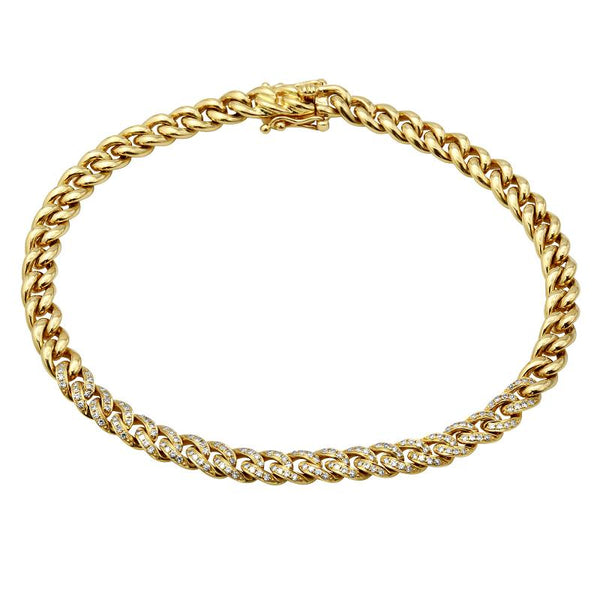 14k Yellow Gold Diamond Link Bracelet-Bracelets-superbell-