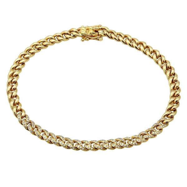 14k Yellow Gold Diamond Link Bracelet