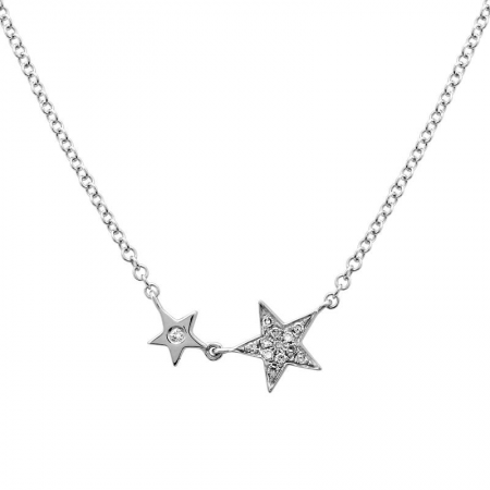 14k White Gold Diamond Twin Stars Necklace-Necklaces-Maurice's Jewelers-