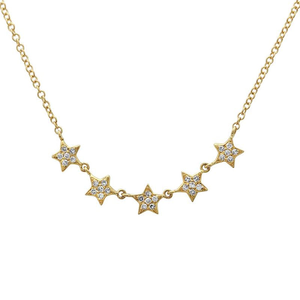 14k Yellow Gold Mini Stars Necklace-Necklaces-superbell-