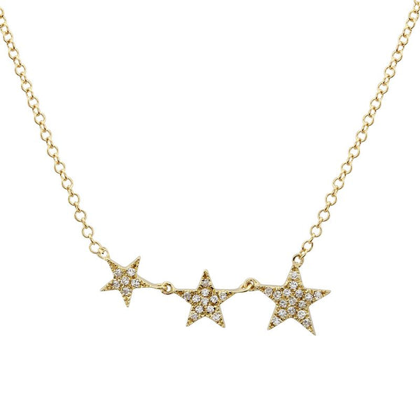 14K Yellow Gold Mini Graduating Star Necklace