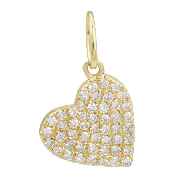 14K Yellow Gold Diamond Heart Dangle Charm