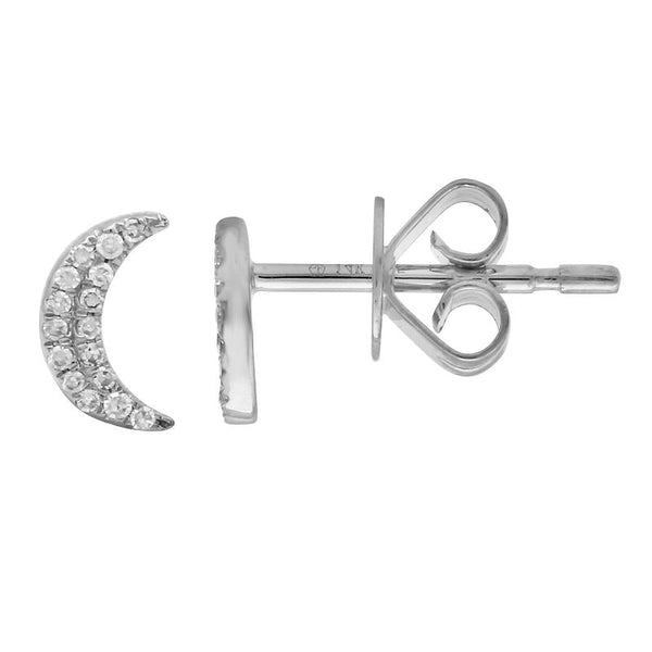 14K Rose Gold Diamond Moon Earrings-Earrings-Maurice's Jewelers-