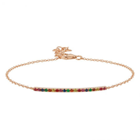 14K Yellow Gold Rainbow Bar Bracelet-Bracelets-superbell-Rose Gold-