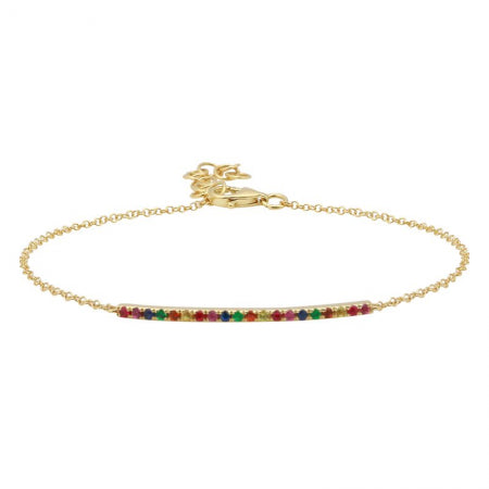 14K Yellow Gold Rainbow Bar Bracelet