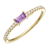 14K Yellow Gold Amethyst Diamond Stacking Ring-Rings-superbell-4-Yellow Gold-