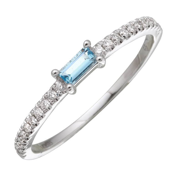 14K Rose Gold Blue Topaz Diamond Stacking Ring