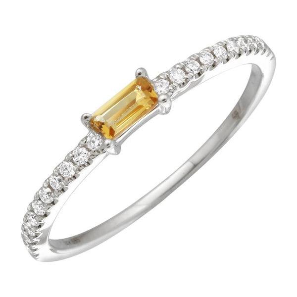 14K Rose Gold Citrine Diamond Stacking Ring-Rings-Maurice's Jewelers-4-White Gold-