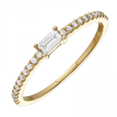 14K Yellow Gold Baguette Diamond Stacking Ring