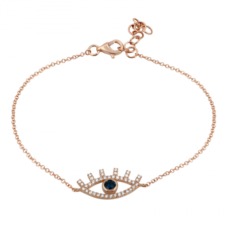 14K Yellow Gold Diamond + Sapphire Evil Eye Bracelet-Bracelets-Maurice's Jewelers-Rose Gold-