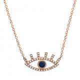 14K Yellow Gold Diamond + Sapphire Evil Eye Necklace-Necklaces-Maurice's Jewelers-Rose Gold-