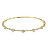 14K Yellow Gold Diamond Halo Bangle-Bracelets-Maurice's Jewelers-Yellow Gold-