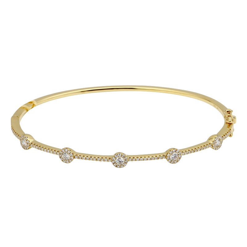 14K Yellow Gold Diamond Halo Bangle-Bracelets-Maurice's Jewelers-Yellow Gold-