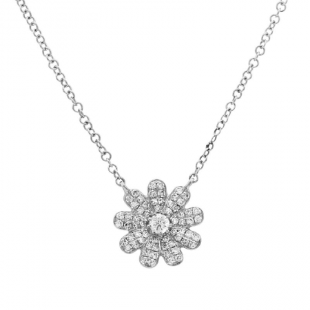 Copy of 14k White Gold Diamond Flower Necklace