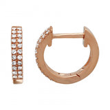 14K Rose Gold Diamond Double Row Huggies-Earrings-Maurice's Jewelers-Rose Gold-