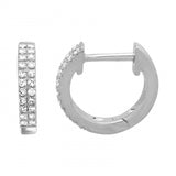 14K White Gold Diamond Double Row Huggies-EARRINGS-Maurice's Jewelers-White Gold-