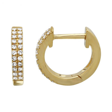14K White Gold Diamond Double Row Huggies-EARRINGS-Maurice's Jewelers-Yellow Gold-