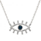 14K Rose Gold Diamond + Sapphire Evil Eye Eyelash Necklace-Necklaces-Maurice's Jewelers-White Gold-