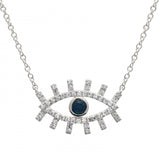 14K Rose Gold Diamond + Sapphire Evil Eye Eyelash Necklace
