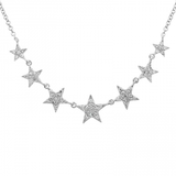 14K White Gold Diamond Pave Star Necklace