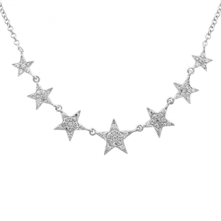 14K White Gold Diamond Pave Star Necklace