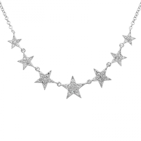 14K Yellow Gold Diamond Pave Star Necklace-Necklaces-superbell-WHITE GOLD-