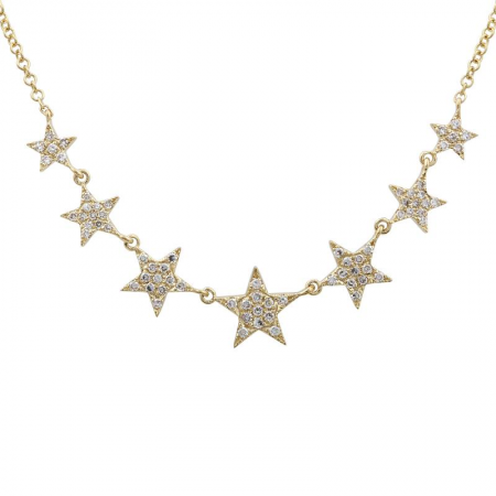 14K White Gold Diamond Pave Star Necklace