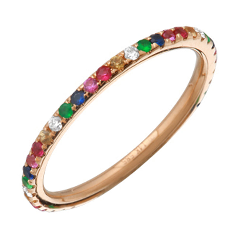 14K Rose Gold Rainbow Multi-Sapphire Ring-Rings-Maurice's Jewelers-Rose Gold-