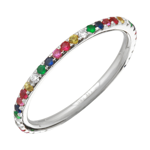 14K Rose Gold Rainbow Multi-Sapphire Ring-Rings-Maurice's Jewelers-White Gold-