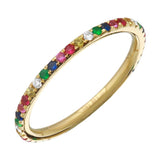 14K White Gold Rainbow Multi-Sapphire Ring-Rings-superbell-Yellow Gold-