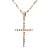 14K Yellow Gold Diamond Cross Necklace-Necklaces-Maurice's Jewelers-Rose Gold-