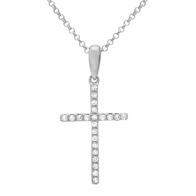 14K Yellow Gold Diamond Cross Necklace-Necklaces-Maurice's Jewelers-White Gold-