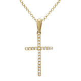 14K Yellow Gold Diamond Cross Necklace-Necklaces-Maurice's Jewelers-Yellow Gold-