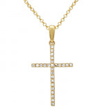 14K Yellow Gold Medium Diamond Cross Necklace-Necklaces-Maurice's Jewelers-Yellow Gold-