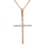 14K Yellow Gold Large Diamond Cross Necklace-Necklaces-Maurice's Jewelers-Rose Gold-